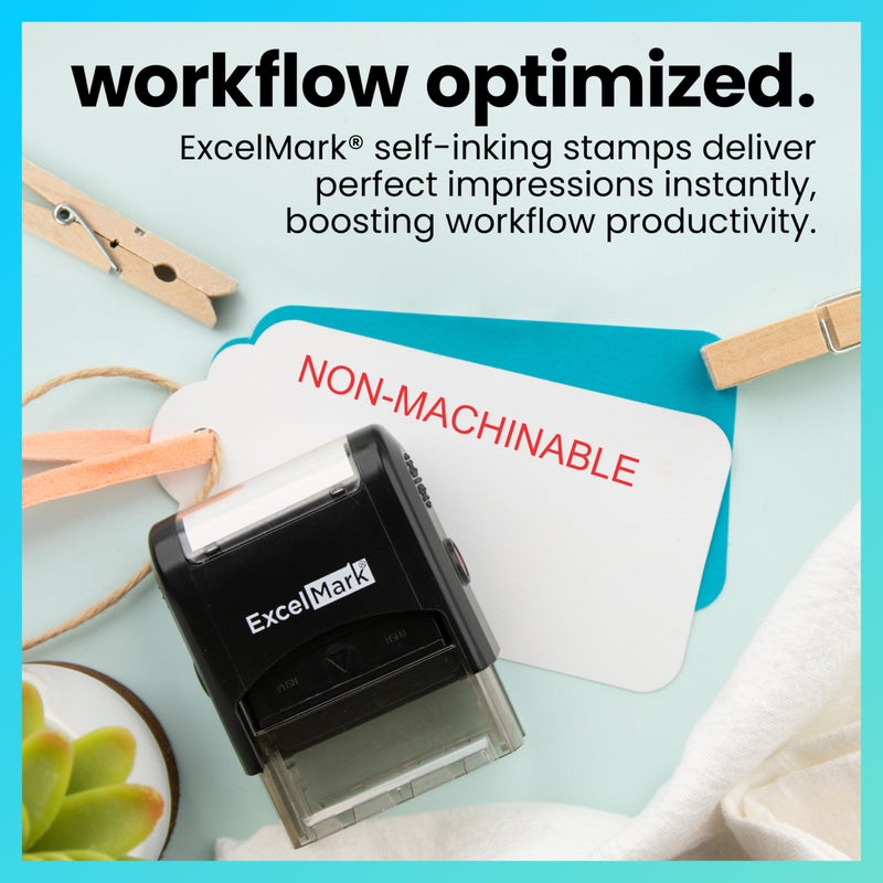 ExcelMark Non-MACHINABLE Self Inking Rubber Stamp - Red Ink (A1539) - Image 2